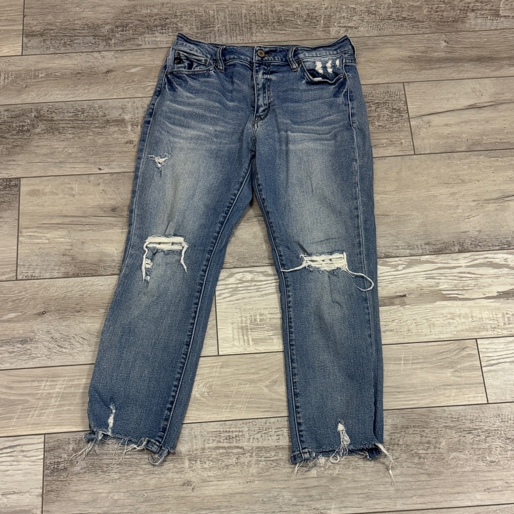 KanCan Ripped Ankle Jeans in Blue
